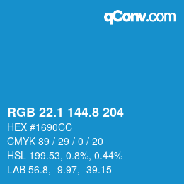 Color code: RGB 22.1 144.8 204 | qconv.com