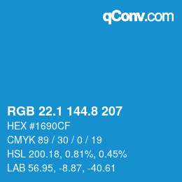 Color code: RGB 22.1 144.8 207 | qconv.com