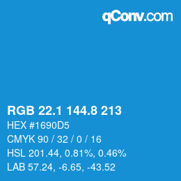 Color code: RGB 22.1 144.8 213 | qconv.com