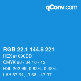 Color code: RGB 22.1 144.8 221 | qconv.com
