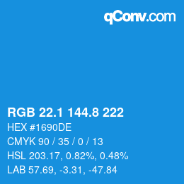 Color code: RGB 22.1 144.8 222 | qconv.com