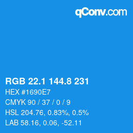 Color code: RGB 22.1 144.8 231 | qconv.com