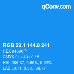 Color code: RGB 22.1 144.8 241 | qconv.com