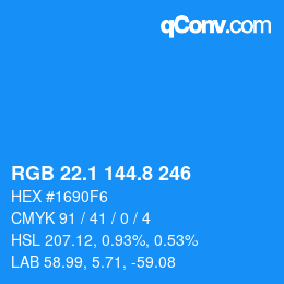 Color code: RGB 22.1 144.8 246 | qconv.com