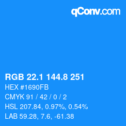 Color code: RGB 22.1 144.8 251 | qconv.com