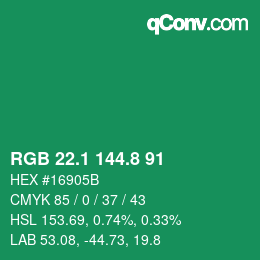 カラーコード: RGB 22.1 144.8 91 | qconv.com