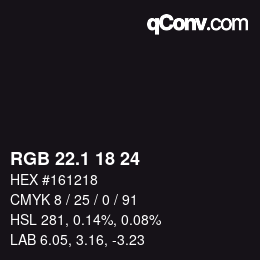 カラーコード: RGB 22.1 18 24 | qconv.com