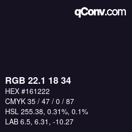 カラーコード: RGB 22.1 18 34 | qconv.com