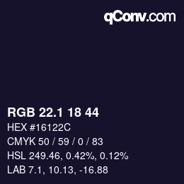 カラーコード: RGB 22.1 18 44 | qconv.com