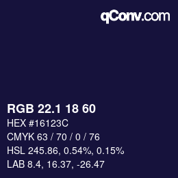 カラーコード: RGB 22.1 18 60 | qconv.com
