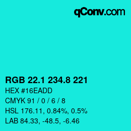 カラーコード: RGB 22.1 234.8 221 | qconv.com