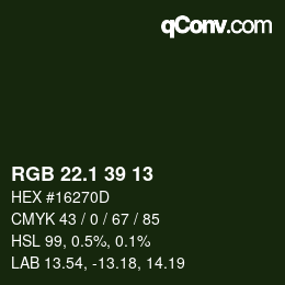 カラーコード: RGB 22.1 39 13 | qconv.com