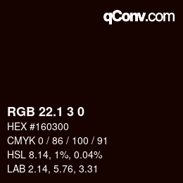 カラーコード: RGB 22.1 3 0 | qconv.com