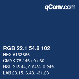 Color code: RGB 22.1 54.8 102 | qconv.com