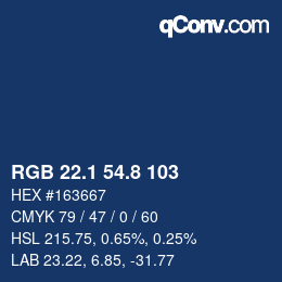 Farbcode: RGB 22.1 54.8 103 | qconv.com