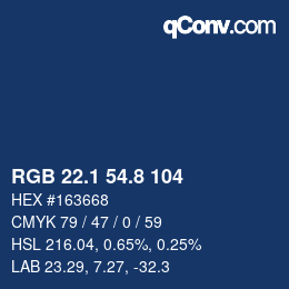 Color code: RGB 22.1 54.8 104 | qconv.com