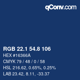 Color code: RGB 22.1 54.8 106 | qconv.com