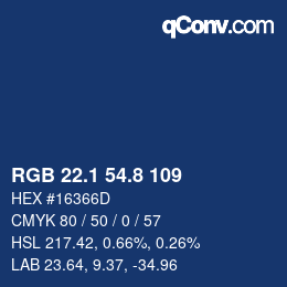 Color code: RGB 22.1 54.8 109 | qconv.com