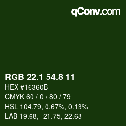 カラーコード: RGB 22.1 54.8 11 | qconv.com