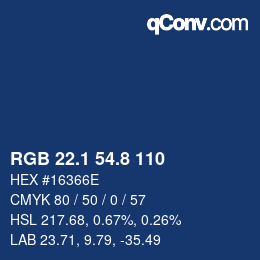 Color code: RGB 22.1 54.8 110 | qconv.com