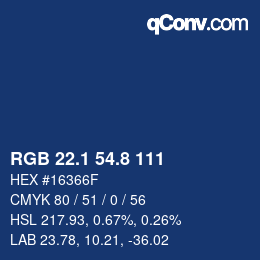 カラーコード: RGB 22.1 54.8 111 | qconv.com