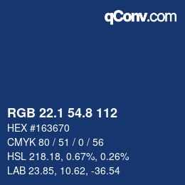 Color code: RGB 22.1 54.8 112 | qconv.com