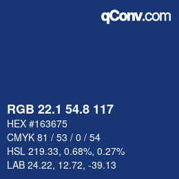 Color code: RGB 22.1 54.8 117 | qconv.com