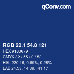 Color code: RGB 22.1 54.8 121 | qconv.com