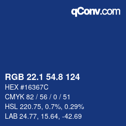 カラーコード: RGB 22.1 54.8 124 | qconv.com