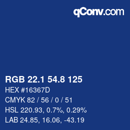 カラーコード: RGB 22.1 54.8 125 | qconv.com