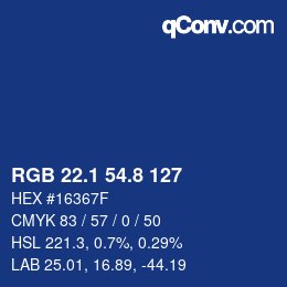 Color code: RGB 22.1 54.8 127 | qconv.com