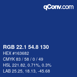 カラーコード: RGB 22.1 54.8 130 | qconv.com