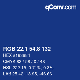 Color code: RGB 22.1 54.8 132 | qconv.com