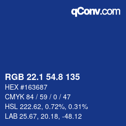 カラーコード: RGB 22.1 54.8 135 | qconv.com