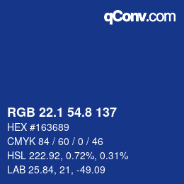 Color code: RGB 22.1 54.8 137 | qconv.com