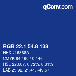 Color code: RGB 22.1 54.8 138 | qconv.com