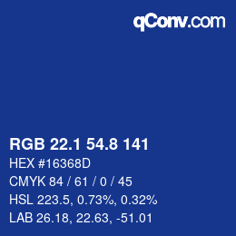 Color code: RGB 22.1 54.8 141 | qconv.com