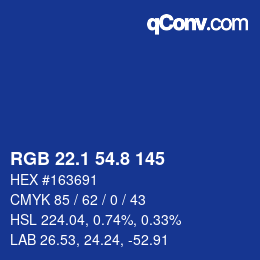Color code: RGB 22.1 54.8 145 | qconv.com