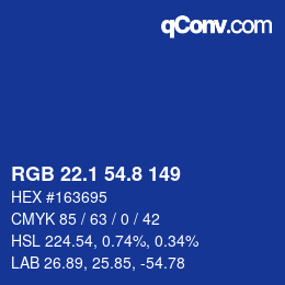 Color code: RGB 22.1 54.8 149 | qconv.com