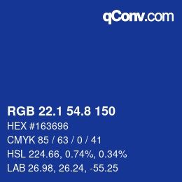 Farbcode: RGB 22.1 54.8 150 | qconv.com