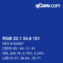 Farbcode: RGB 22.1 54.8 151 | qconv.com