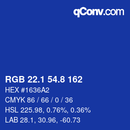 カラーコード: RGB 22.1 54.8 162 | qconv.com
