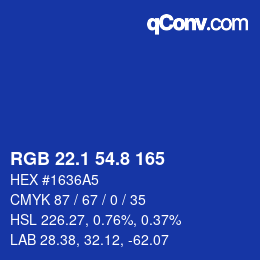 カラーコード: RGB 22.1 54.8 165 | qconv.com