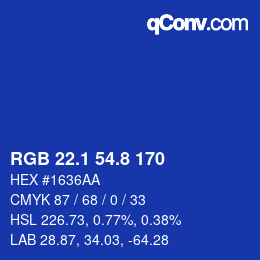カラーコード: RGB 22.1 54.8 170 | qconv.com