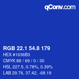 カラーコード: RGB 22.1 54.8 179 | qconv.com