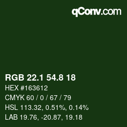 カラーコード: RGB 22.1 54.8 18 | qconv.com