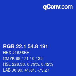 カラーコード: RGB 22.1 54.8 191 | qconv.com