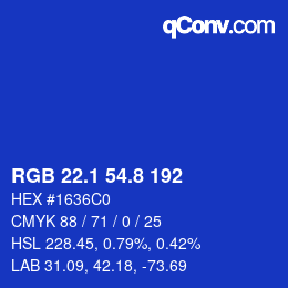 カラーコード: RGB 22.1 54.8 192 | qconv.com