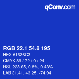 カラーコード: RGB 22.1 54.8 195 | qconv.com