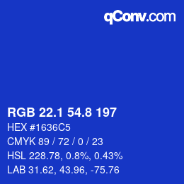 カラーコード: RGB 22.1 54.8 197 | qconv.com